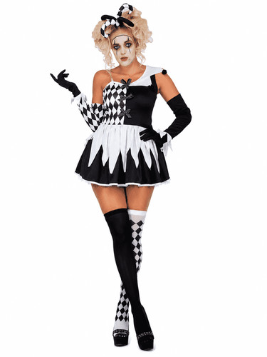 Ladies evil harlequin costume - ladies,