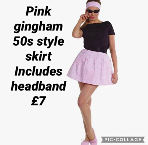 1950s pink gingham skirt - gingham,