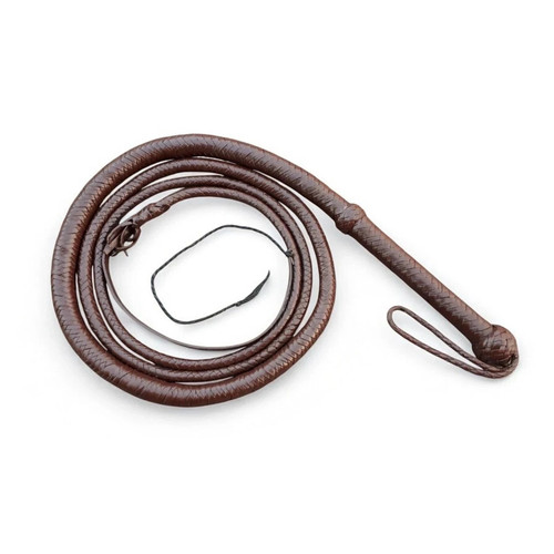 Brown braided leather whip - brown,
