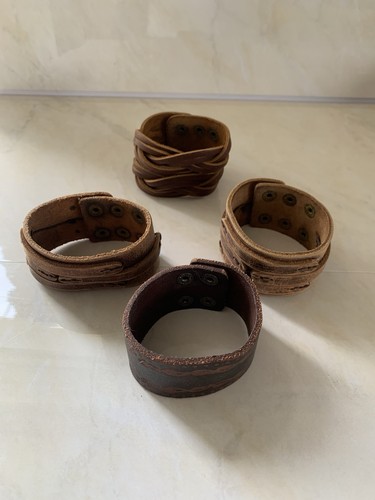 Leather cuff bracelets - leather,